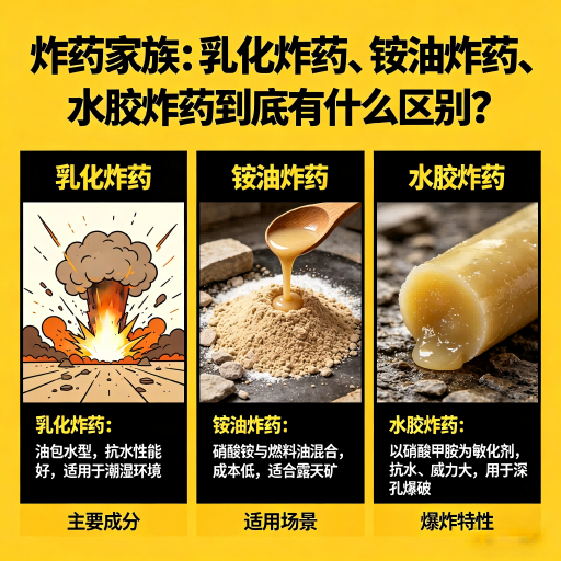 胡市镇炸药家族：乳化炸药、铵油炸药、水胶炸药到底有什么区别？